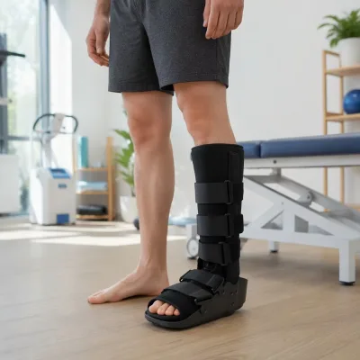 Rigid Ergonomic Walker Boot Adjustable Fleece Velcro Shock Absorbing Sole for Trauma Post Op Recovery Custom Logo Supported
