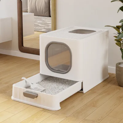 Stock Closed Rectangular Cat Litter Box Model 8806 Cat Cleaning Supplies Folding Odor-Proof Anti-Splash Cat Toilet Large