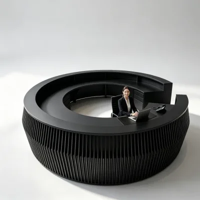 Hotel Curve Fiberglass Art Check-in Counter Custom for Resort Wellness Club Hospital School Lobby Reception Furniture-Waterproof