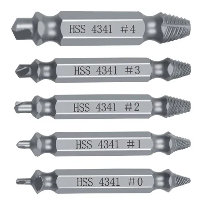 Hot Sale 5PCS HSS 4341 Bright Damaged Broken Screw Extractor Set