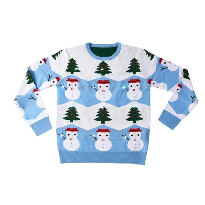 Custom Men's Christmas Jumper Winter Led Light Crew Neck Knitted Ugly Sweater Knit Acrylic Pullover Customizable Men's Cardigan
