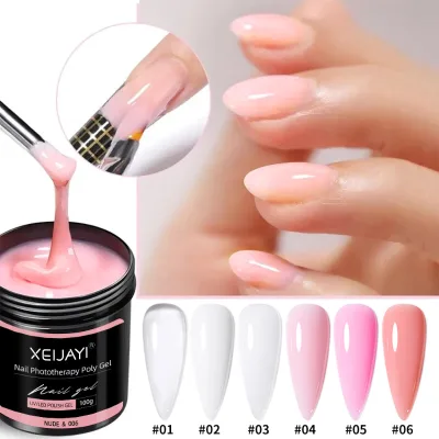 100g Nude Clear Pink Nail Gel Quick Poly Builder Nail Extension Gel UV LED Hard Gel For DIY Manicure Salon Nail Supplies