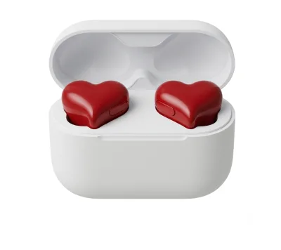 Factory OEM Custom Heart Shaped TWS Wireless 5.3 Earbuds Portable In-Ear Sport Headphones LED ANC Wholesale Cute Gift