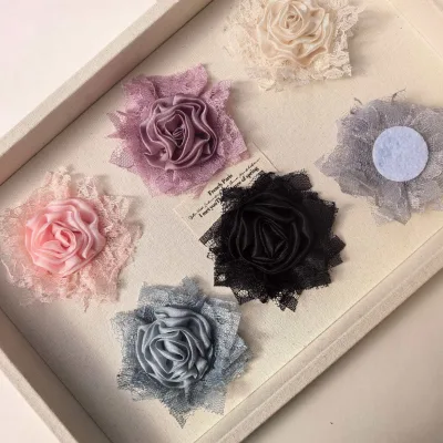 Handmade DIY 8cm lace organza Rose Flower head for Decoration Clothes Hair Accessories Flower