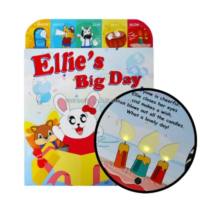 Learning Music Story Happy Birthday Light up Module Interactive Sound Book for Children Press the Not