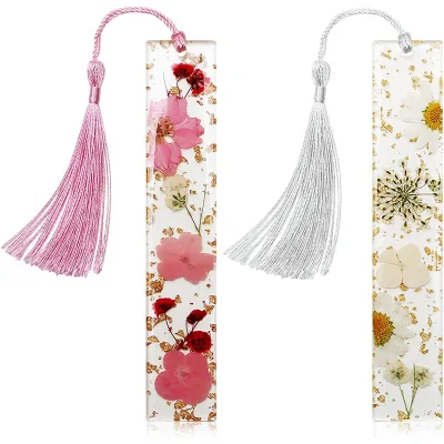 Dried Flower Bookmarks With Tassels Durable Handmade Resin Bookmarks to Increase Reading Interest