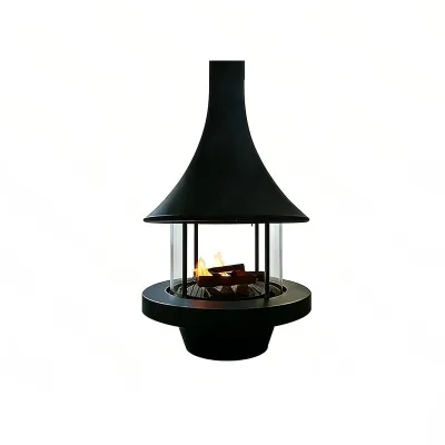360 panoramic glass for full view realistic flame effect Wood Burning Heater Indoor for Villas Guesthouses Living Rooms