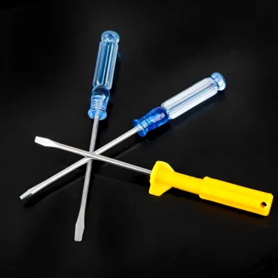 Transparent PP Handle Compact Crystal-Style Mini Screwdriver with Blue/Red Finishes Available Flat-Head Phillips Head Versions