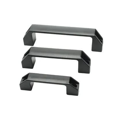 Industrial Square Pull Handle PA6 Molded Black Red Beveled Block Leg Top Recessed Mount for CNC Lathe Milling Equipment