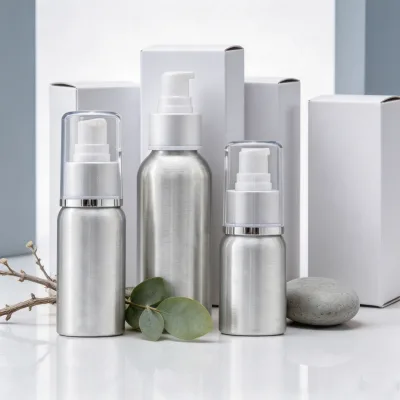 Customizable 30ml/50ml/100ml/120ml/250ml Silver Aluminum Lotion Bottles with Pump Heads