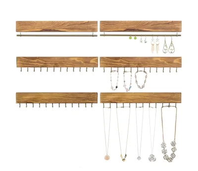 Best Selling Hanging Wall Mounted Necklace Holder Rack with Hooks and Hanger Bar Jewelry Organizer