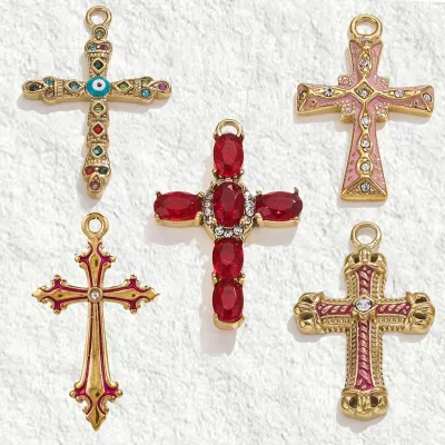 Fantastic diamond charm for women cross pendant stainless steel zircon charm fashion jewelry