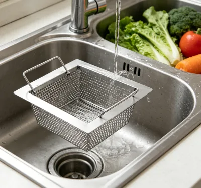 Curved Corner Perforated Sink Insert Basket Safe Touch Household Kitchen Vegetable Dewatering Storage Tray