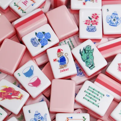 Pink Cute Monkey Acrylic American Mahjong Tiles From Jiangsu Modern Luxury Household Gift Set for Hand-played Games