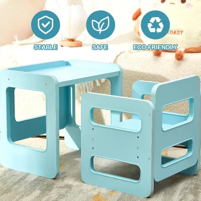 Modern Wood Desk for Toddler Reading & Snack Time Activity Cube Step Stool for Kitchen Home Office & Living Room