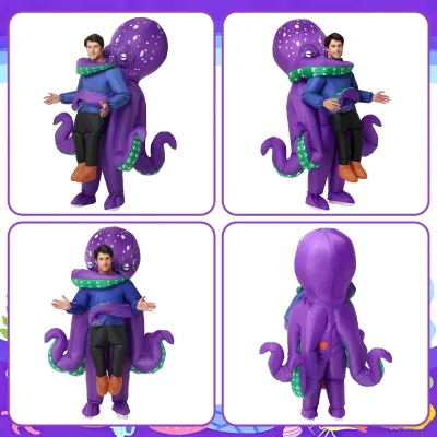 Inflatable Octopus Costume Adult,Inflatable Blow up Sea Creature Costume for Women Men,Funny Halloween Costumes