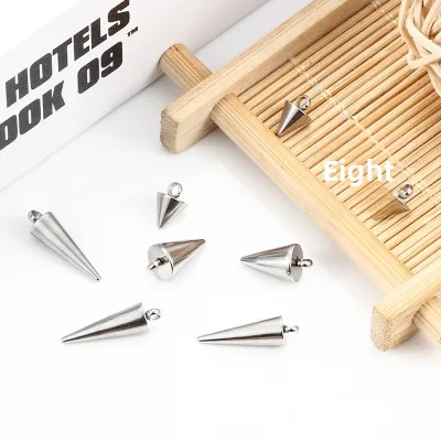 Stainless Steel Pointed Cone Pendant Three-Dimensional Conic Charm Non-Fading Necklace Bracelet DIY Earring Jewelry Accessories