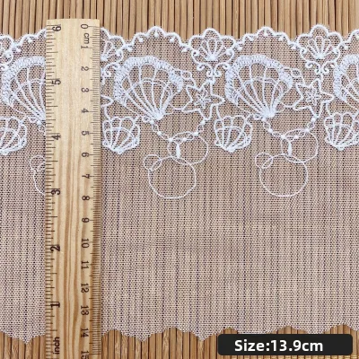 Water-soluble Milk Silk Shell Mesh Embroidered Lace Trim Lolita Style 13.9cm Width for Children Dresses DIY Ready-stock