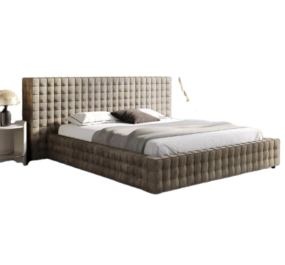 Nubuck leather Modern bedroom furniture soft bed size is 150*180cm/180*200cm