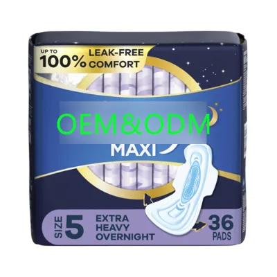 Maxi Overnight Pads with Wings, Size 5, Extra Heavy Overnight, Unscented, 36 Count