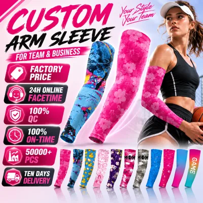 FQ Custom Arm Sleeves Compression UV Protection Sports Gaming Factory Direct Sublimated Design Wholesale Sleeve