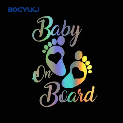 17.7*12.7cm Creative Car Sticker Cute Laptop Window Bumper Car Sticker Baby on Board Foot Vinyl Auto Decal Exterior Accessories