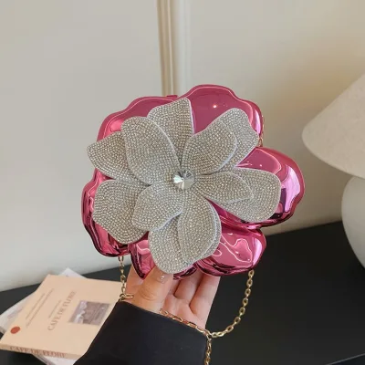 Niche Design Acrylic Box Bag 2026 Summer New Arrival Rhinestone Flower Crossbody Bag Women Mini Chain Strap Shoulder Bags