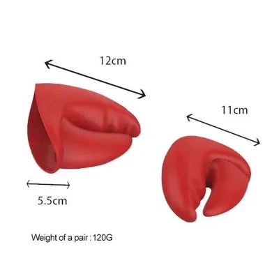 1 Pair Double Red Lobster Claw-Style Silicone Heat-Resistant Oven Gloves Thickened Kitchen Gloves Heat Protection Burn