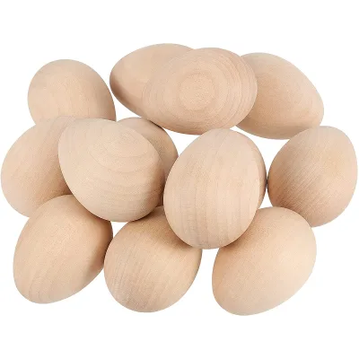 Unfinished Wood Easter Eggs, Smooth Unpainted Wooden Eggs for Crafts, Decorations and Gifts