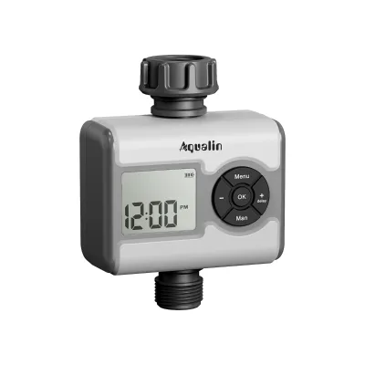 LCD Programmable Ball Valve Water Timer, Automatic Irrigation Controller with Rain Sensor Ready, 3-Program Garden Hose Timer