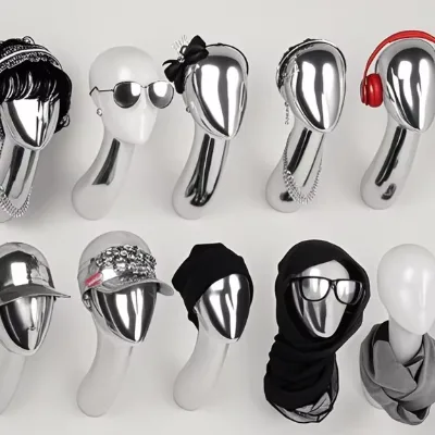 Wall Mounted Mannequin Head Electroplate Sliver Mannequin Wall Wig Display Mannequin Head for Wigs Hat Display Head Model