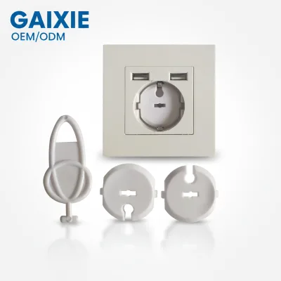 Gaxiei Factory Europe Standard High Quality Plastic Domestic Outlet Cover Wall Socket Plug Cover Long-Type C Baby Safety Child