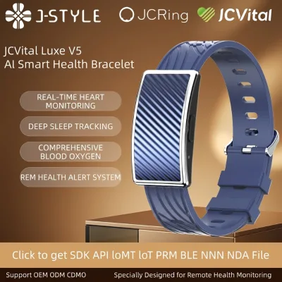 JCVital V5 Wellness Smart Band All-Day Vital Signs Monitoring Historical Data Record Custom App Service for Global Distributors