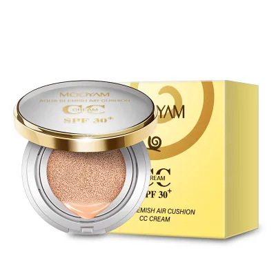 Private Label Makeup Natural Color Waterproof Air Cushion Cc Cream Sunscreen Spf 30 Full Coverage CC Cushion Foundation