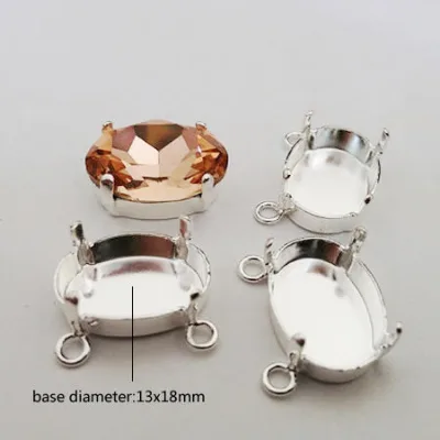 Beadsnice gemstone copper prong setting connectors with two loops costume jewelry supplies