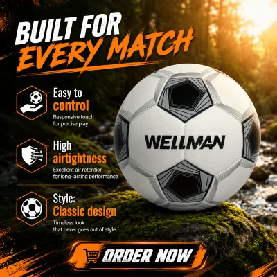 The Official Match Ball for Size 5 Football Is Waterproof PU Leather with Hot Bonding, Which Is Durable for Training Matches