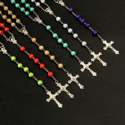 8mm Religious Catholic Acrylic Beaded Rosaries Christian Rosary Beads Necklace