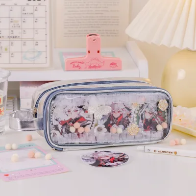 Wholesale Pen Bag Clear Multifunction Pencil Pouch Transparent Makeup PVC Pencil Bag for Teen Student with Zipper and Handle