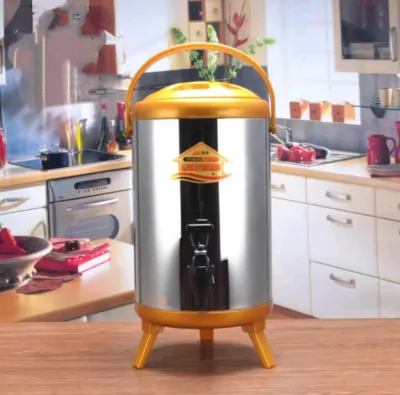 Stainless Steel Insulated Beverage Dispenser Milk Tea Bucket With Tap Hot Cold Keep Warm Cold Multi Color Restaurant Cafe