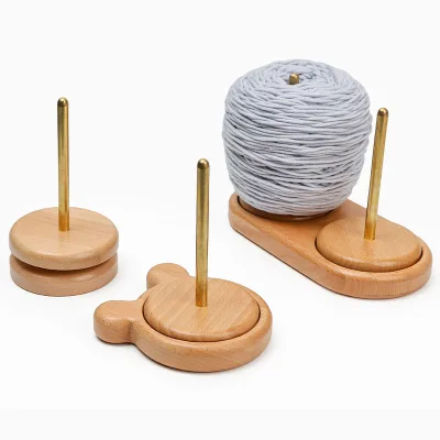 Wooden Spinning Yarn Thread Holder Double Wood Knitting Yarn Ball Skein Holder Spinning Wooden Yarn Spindle