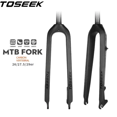 TOSEEK Full Carbon Fiber Bicycle Front Forks 26/27.5/29" Road Bike Fork Straight Ultralight Tube Disc Brake Front Fork Parts