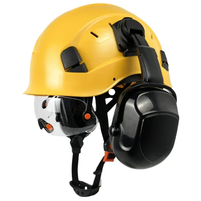 Construction Earmuff Workers Safety Helmet Set Wit Type 2 Class E Slotted ABS