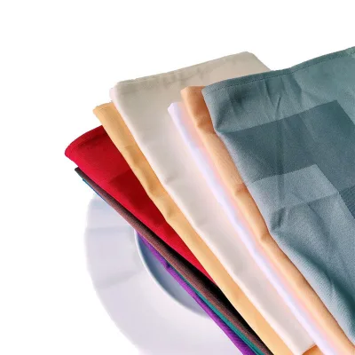 100% Cotton Satin Band Embroidered Solid Color Eco-Friendly Reusable Customizable Napkin Custom Size Washable Durable Stitching