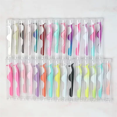 Hot Sale Titanium Strip Lash Tweezers White Pink Rose Gold and Black Colors for Eyelashes
