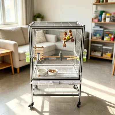 Wear-Resistant Aluminium Profile Bird Aviary 304 Stainless Steel Mesh Clear Acrylic View Surface Custom Diy Parrot Pet Habitat