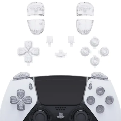 Full Set Transparent Clear Button Mod Kits Replacement Dpad Action Trigger Buttons for PS5 Edge Controller