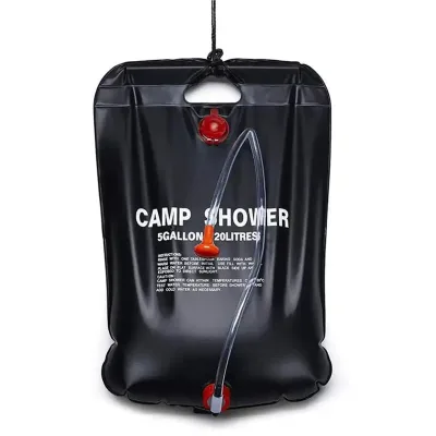 Outdoor Portable Camping PVC Shower Bag 20L Solar Black Bath Water Storage Bag Camping Bath Water Shower Bag