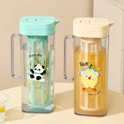 Support OEM 2L Plastic Pitcher with Infuser Flip Top Lid Water Jug Removable Strainer Iced Tea Maker for Home Kitchen Factory