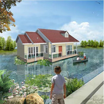 Expandable Prefab Floating Pontoon House Boat with Hinge WPC Material Modular Design for House Boat Floating Dock