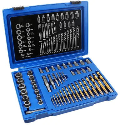 49pcs Portable Spiral Multi-Spline Screw Extractor Nut Remover Set Hand Cobalt Drill Bits Tool for Tap
